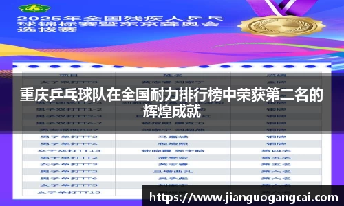 重庆乒乓球队在全国耐力排行榜中荣获第二名的辉煌成就